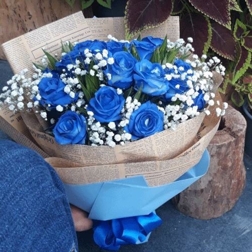 bo hoa hong xanh hb156